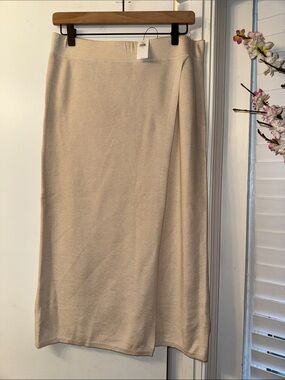 Banana Republic Beige Wrap-Front Midi Skirt